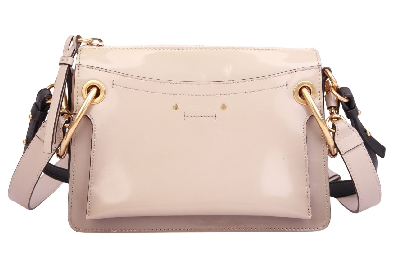 Chloé Roy Medium Schultertasche Lackleder Taupe