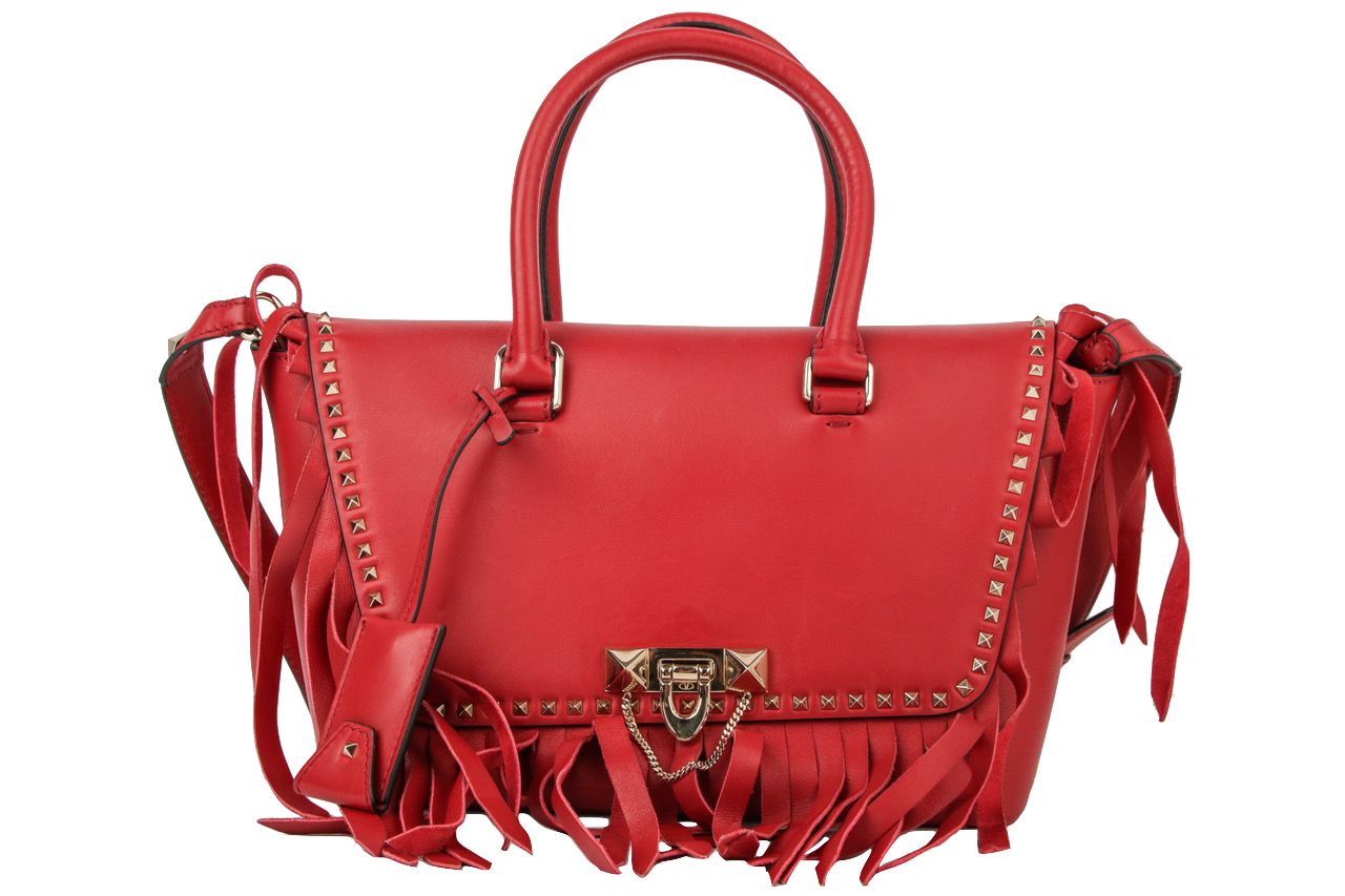 Valentino Rockstud Handtasche mit Fransen Rot