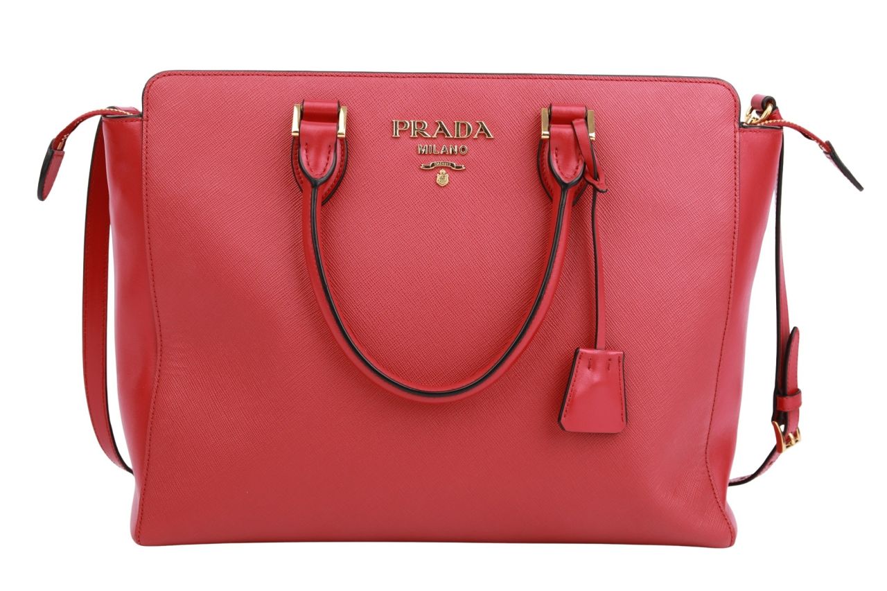 Prada Saffiano Tote Bag Medium Rot