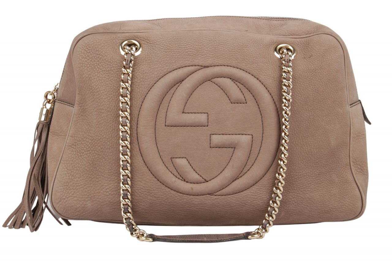 Gucci Soho Chain Shoulder Bag Wildleder Taupe