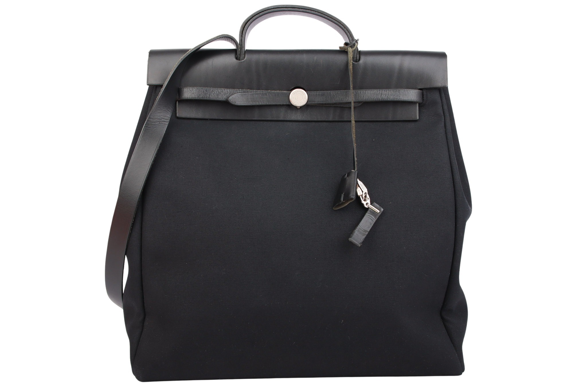 Hermès Herbag Zip 39 Toile Officier Schwarz