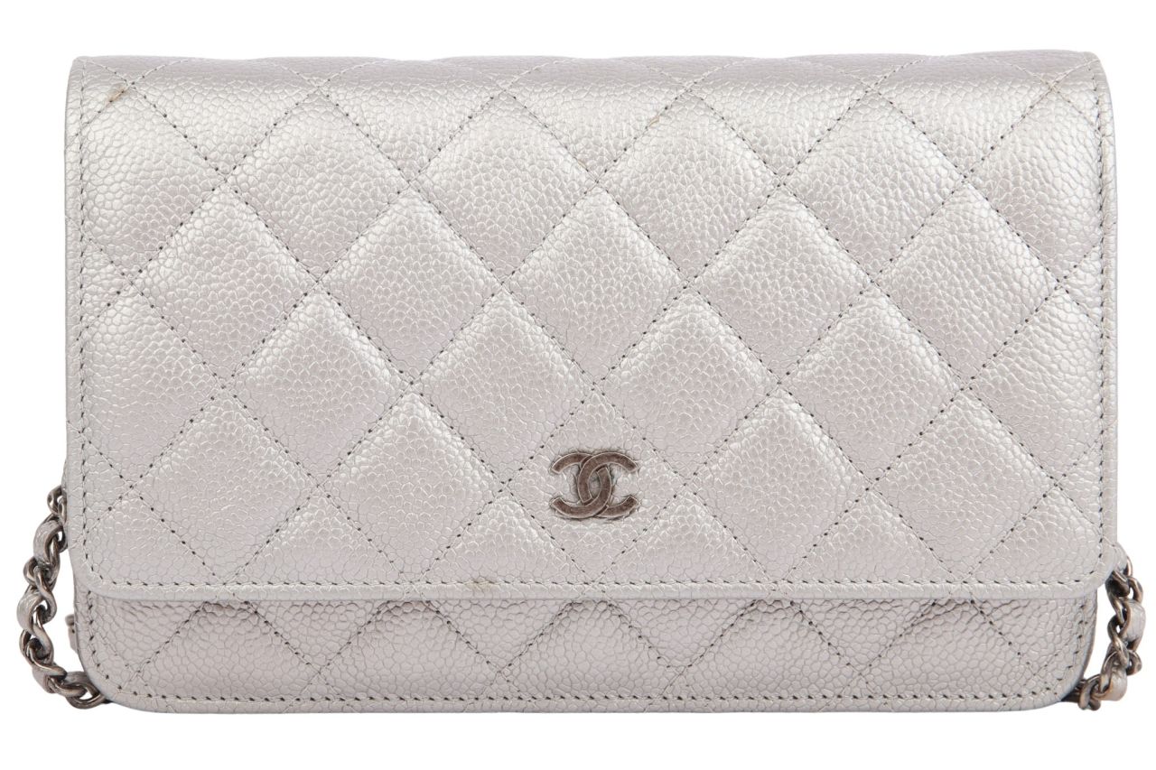 Chanel Wallet On Chain Kaviar Metallic Silber