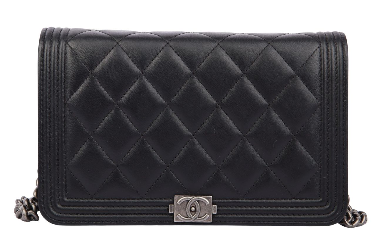 Chanel Boy Wallet on Chain Schwarz Leder