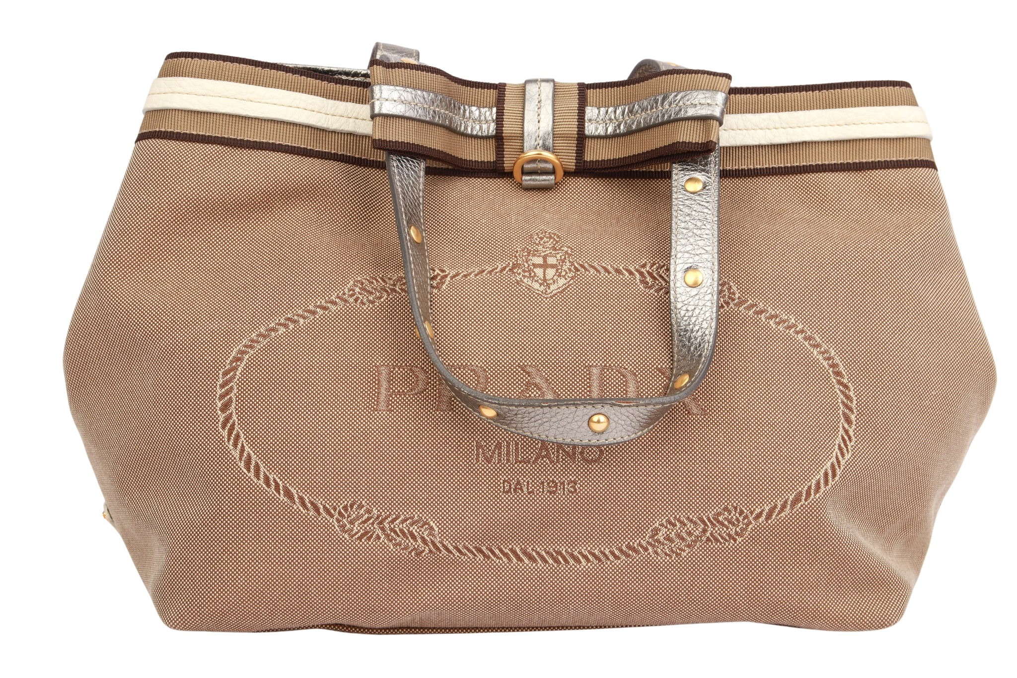 Prada Canapa Canvas Bag Beige / Grau