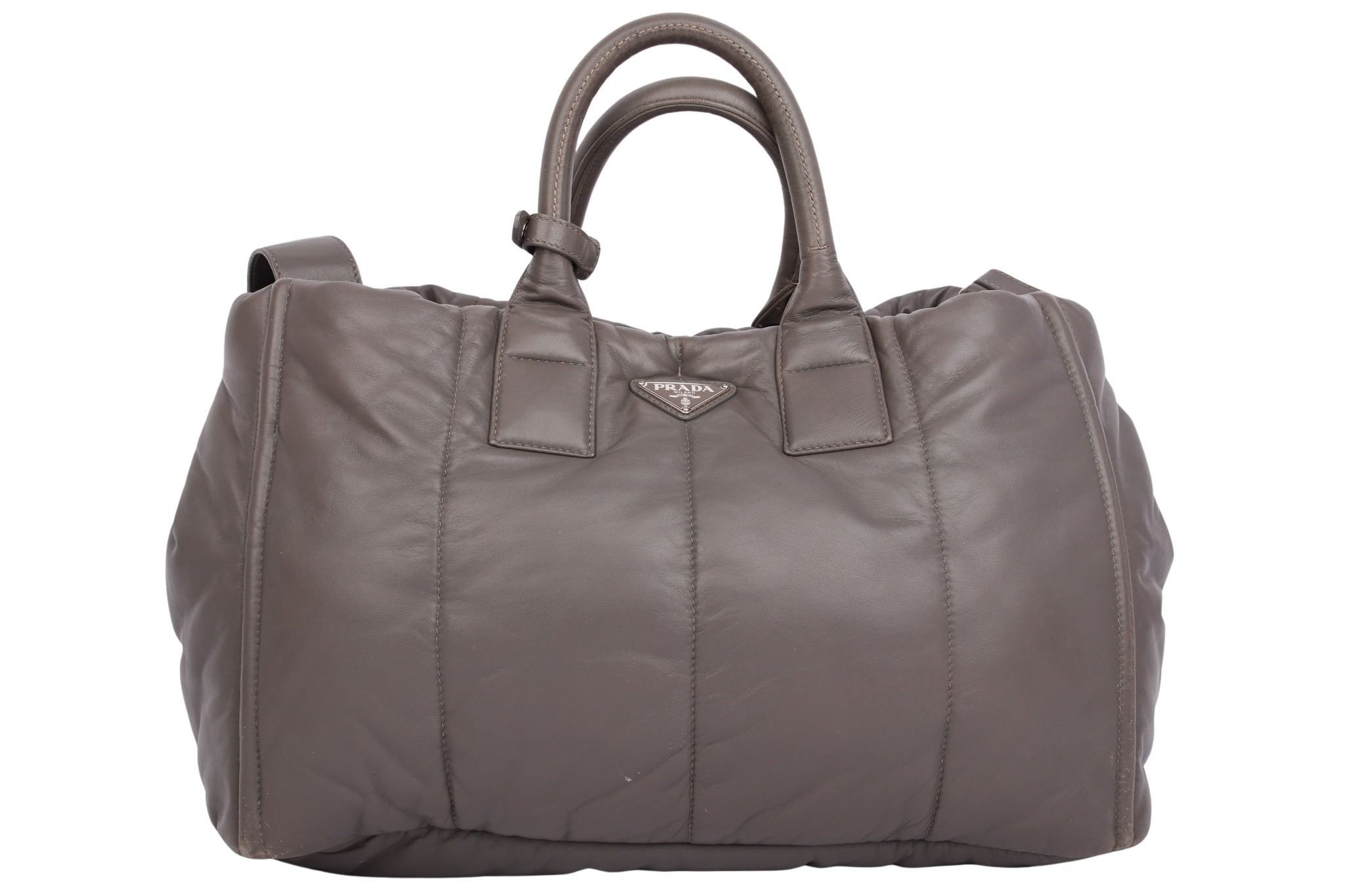 Prada Bomber Nappa Convertile Tote Grau