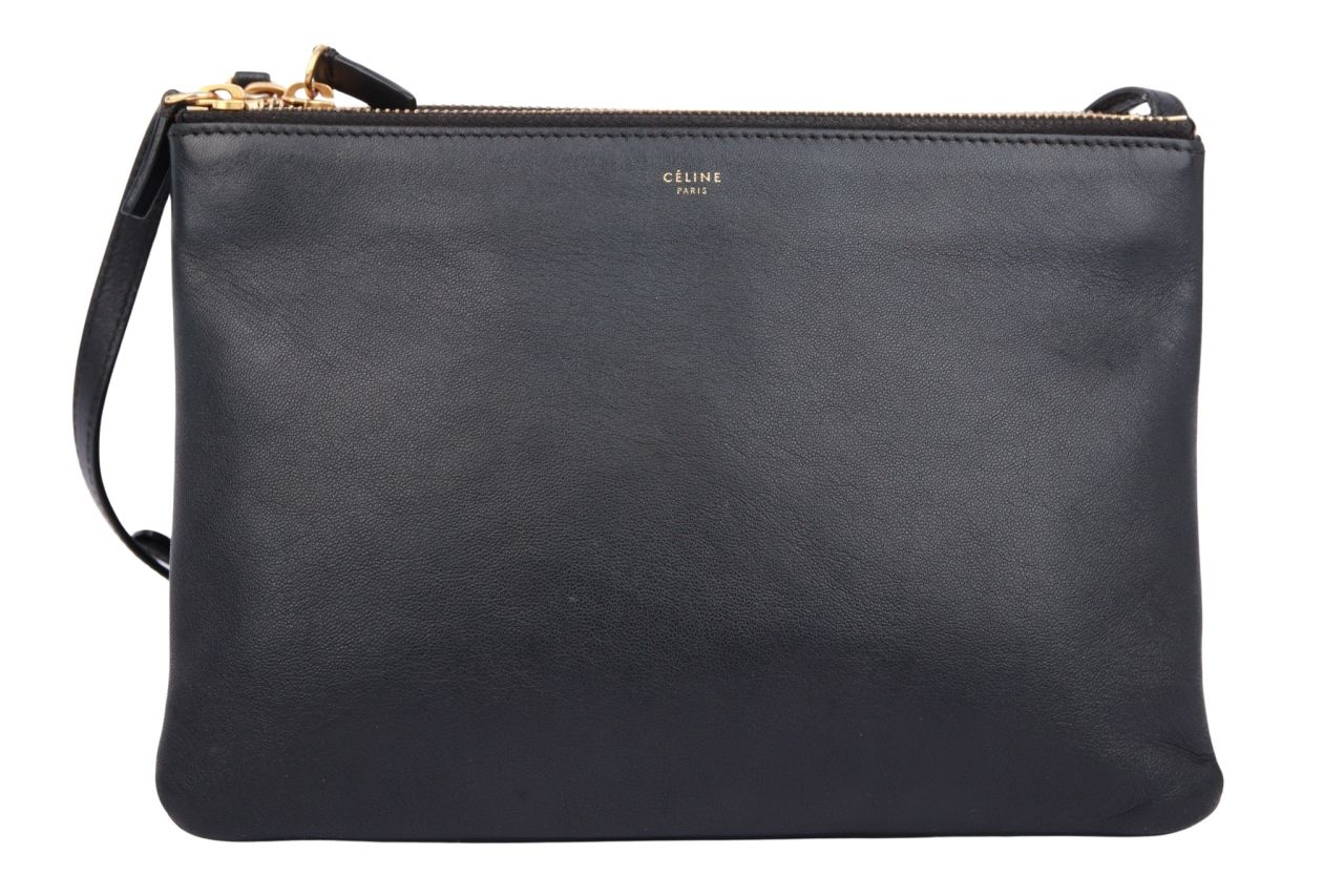 Céline Trio Large Schwarz Leder