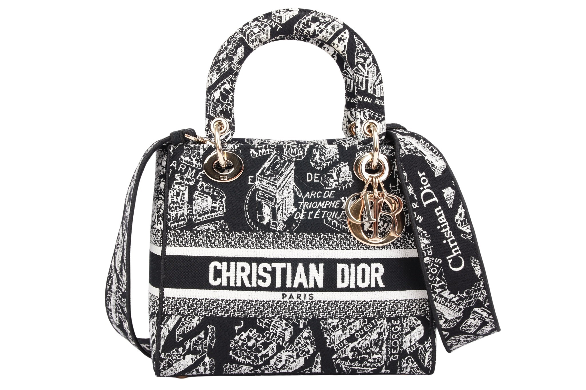 Dior Lady Dior Medium D-Lite Canvas Schwarz