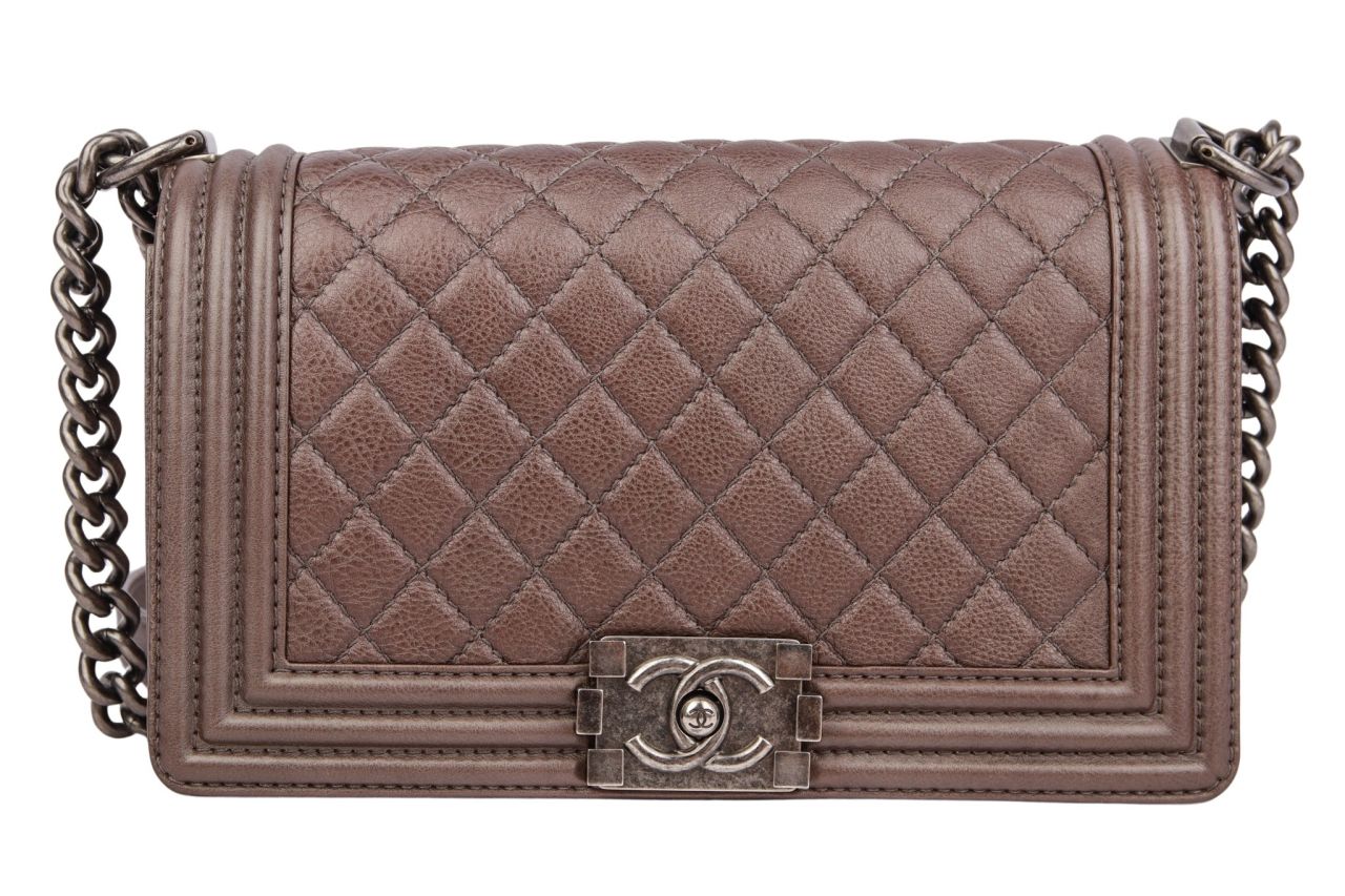 Chanel Boy Bag Medium Braun Metallic