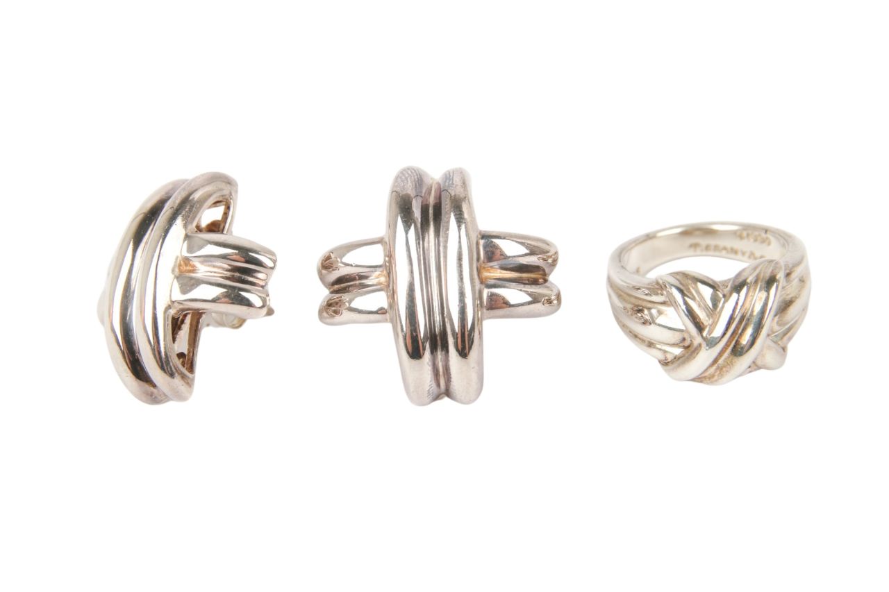 Tiffany & Co. Criss Cross Ring Gr. 53 und Ohrringe Set Silber
