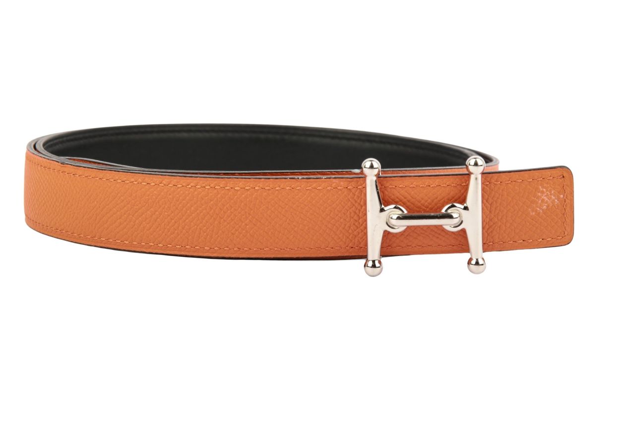 Hermès Gürtel Orange / Schwarz Gr. 95