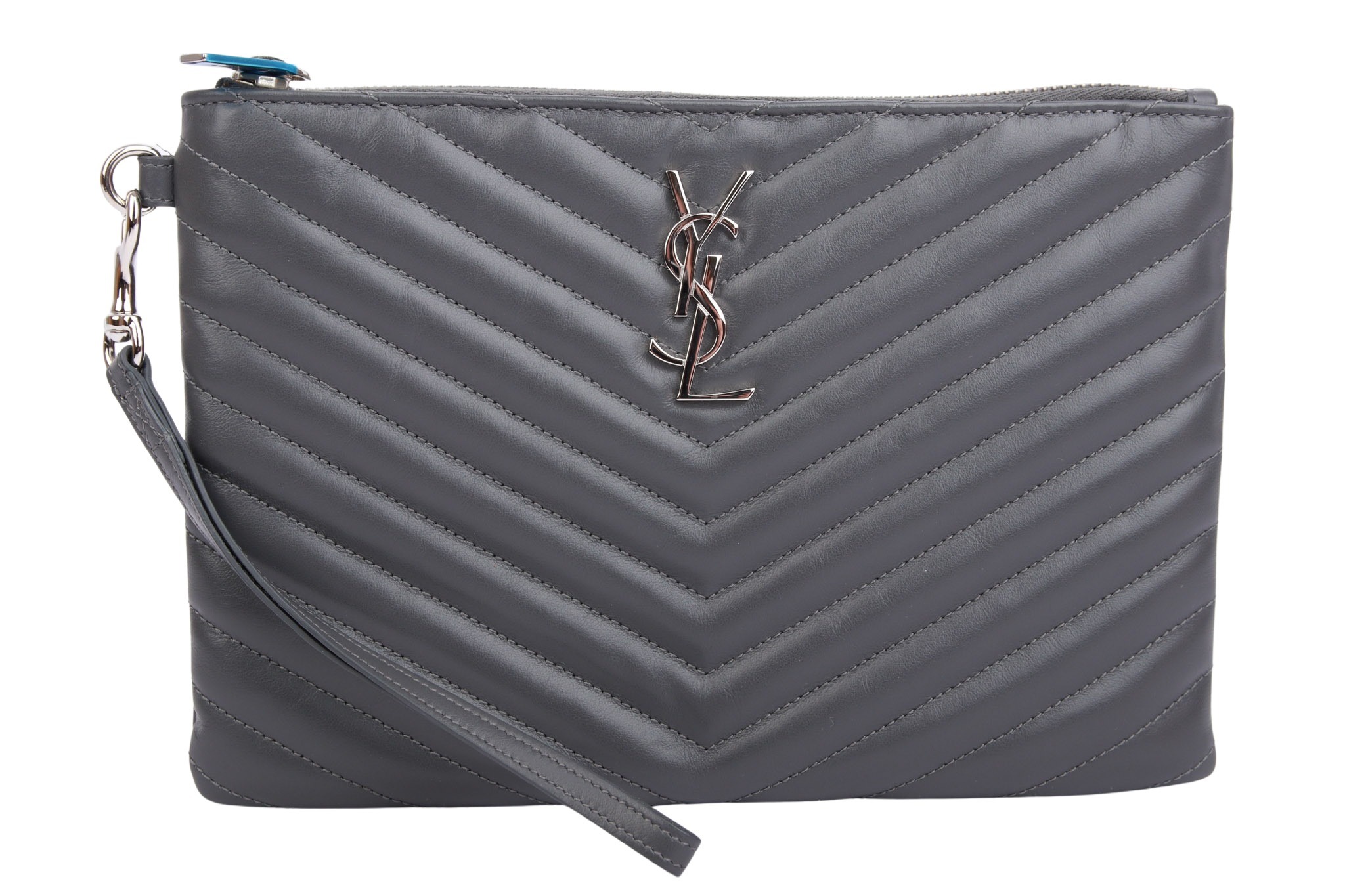Saint Laurent Monogram Jolie Clutch Leder Grau