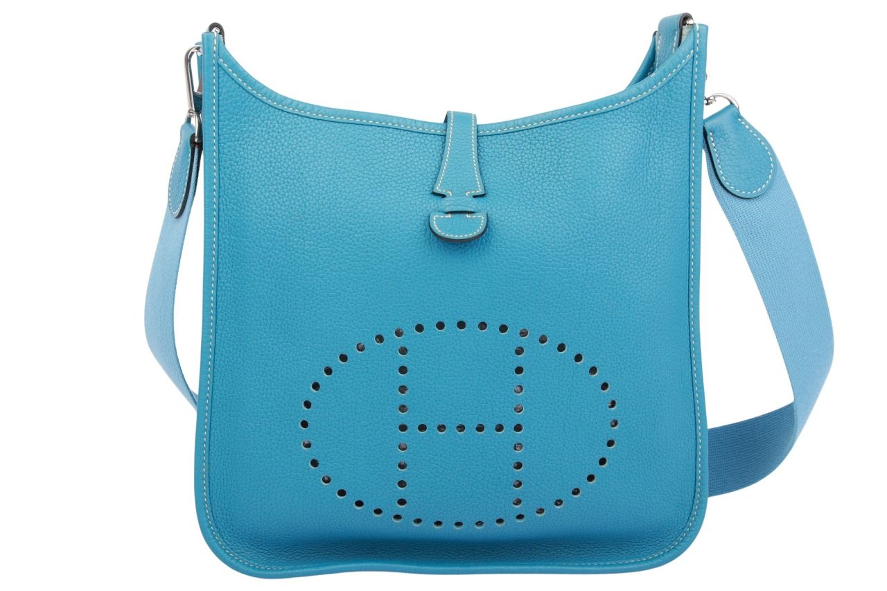 Hermès Evelyne 1 Thin PM Blue Jean Clemence Leder
