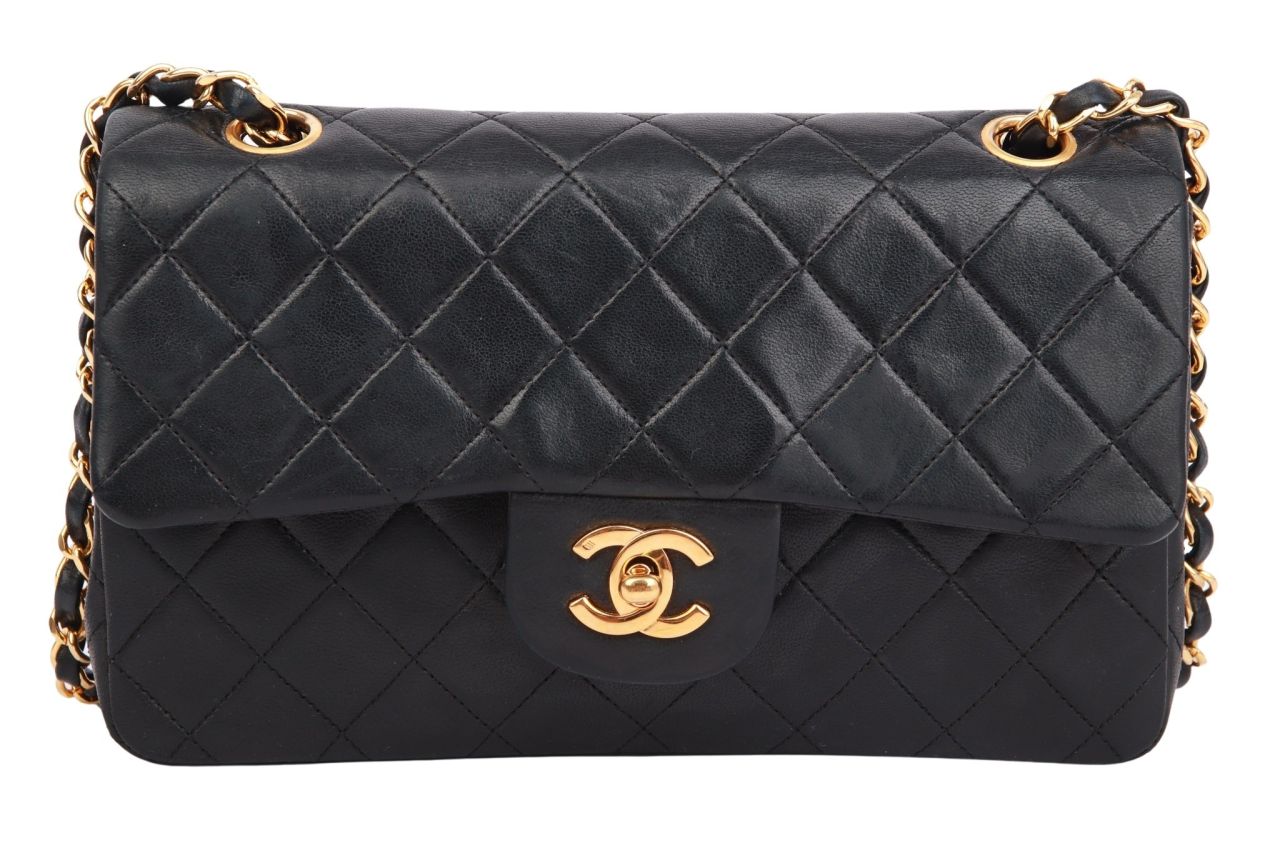 Chanel Double Flap Bag Small Leder Schwarz