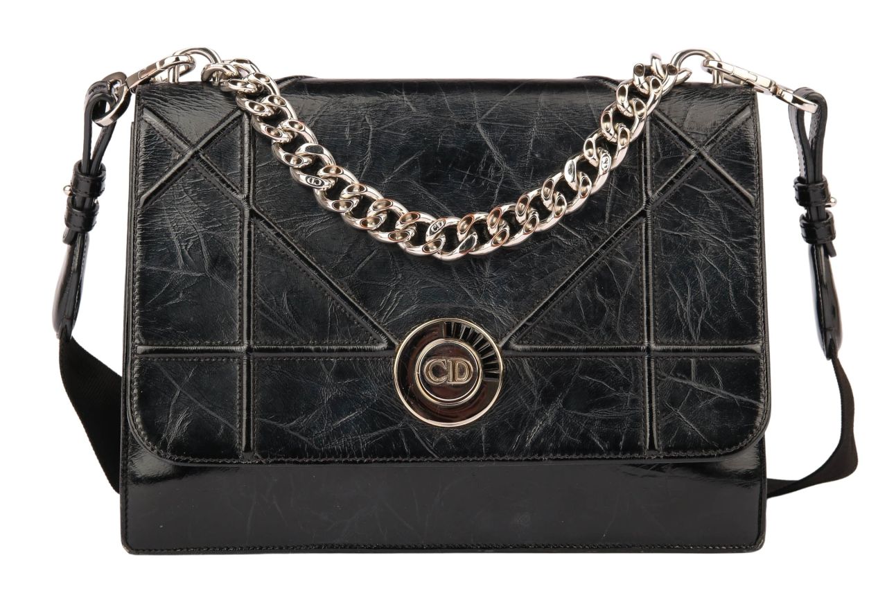 Dior Diorama CD Medium Crinkled Leather Black