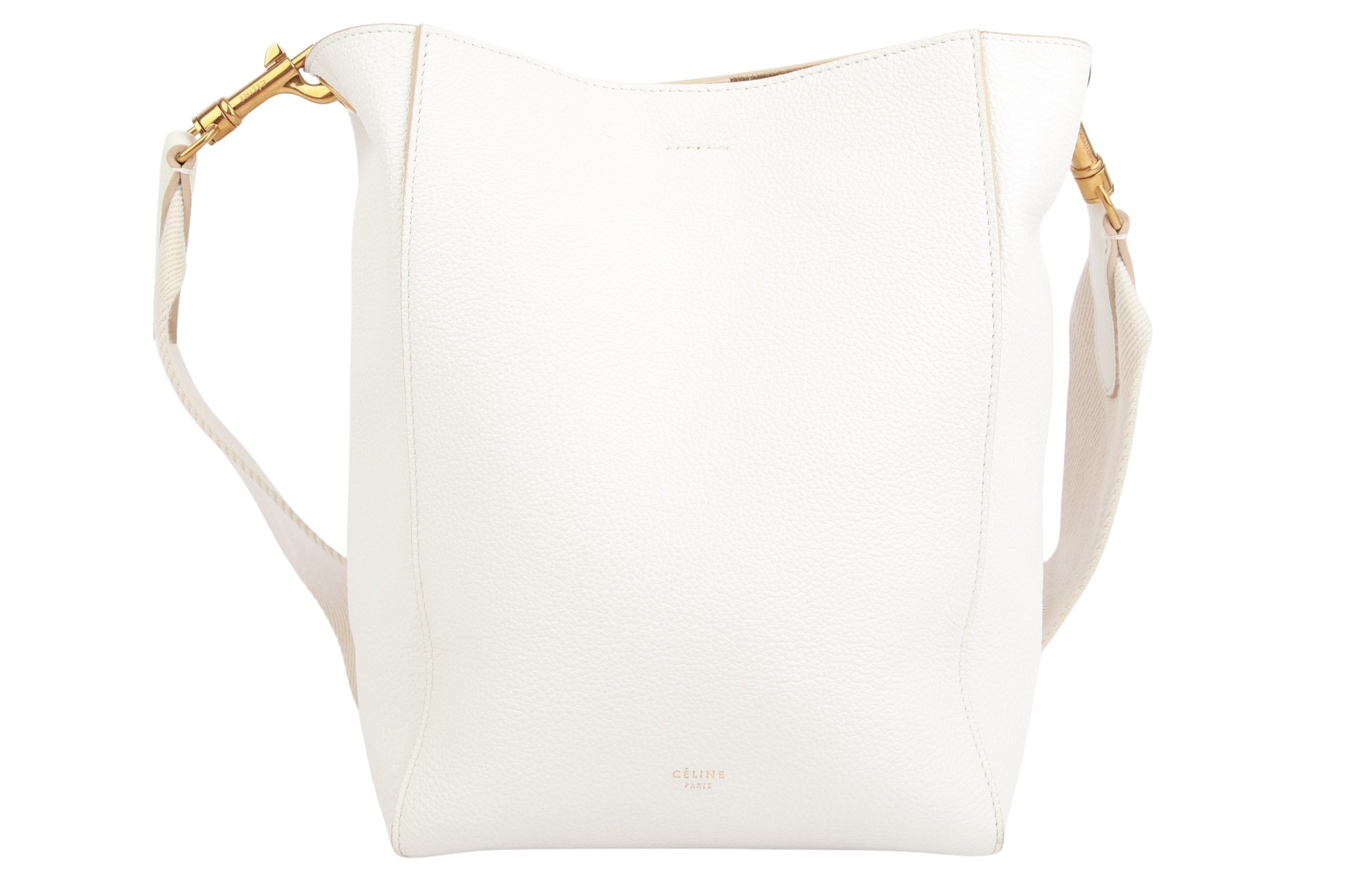 Céline Sangle Bucket Bag Small Creme