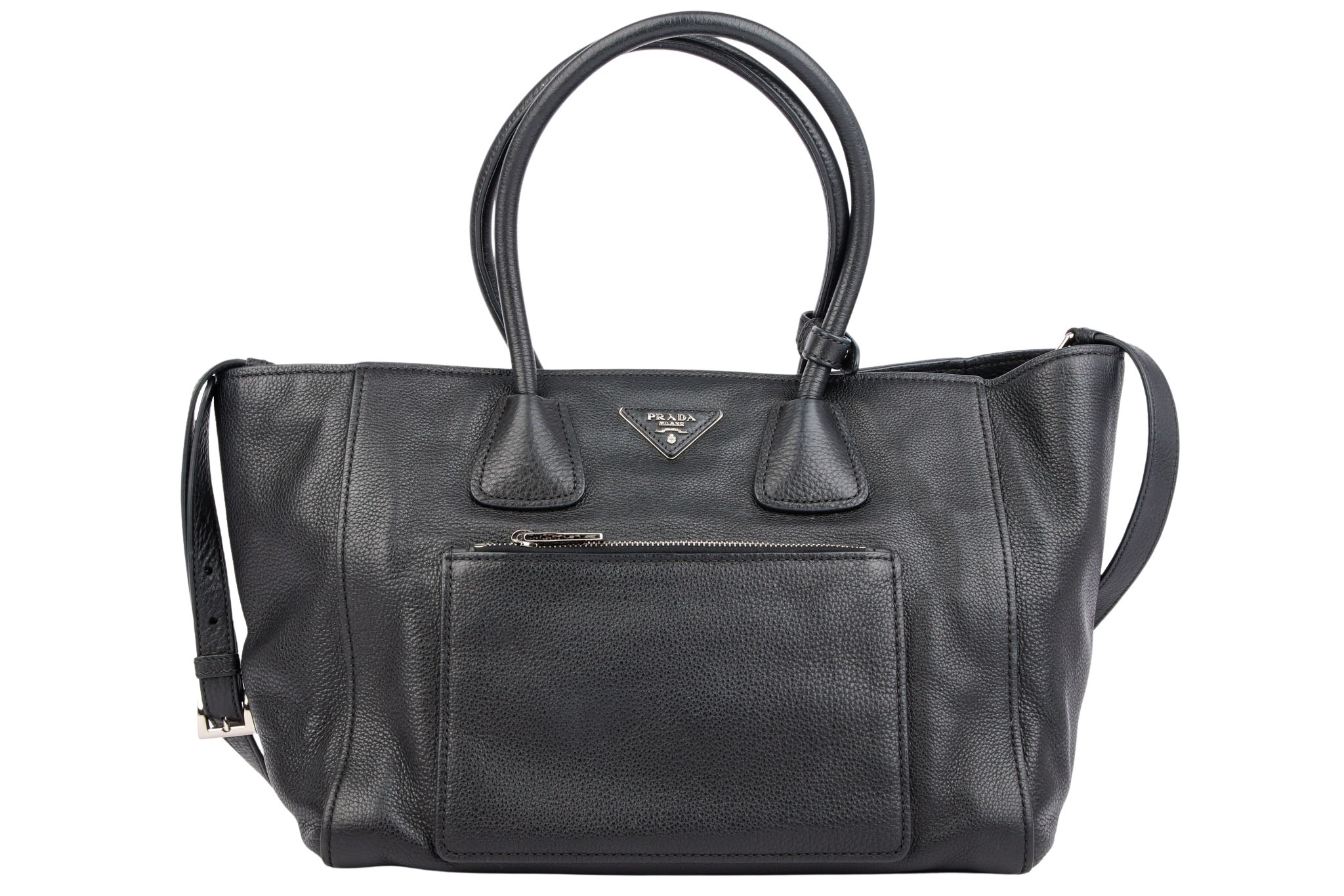 Prada Vitello Daino Phenix Shopping Tote Leder Schwarz