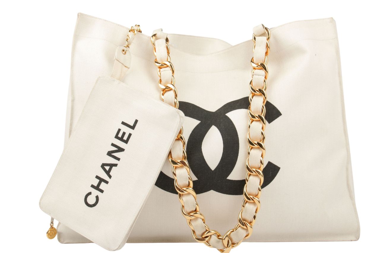 Chanel Shopper Leinen Creme