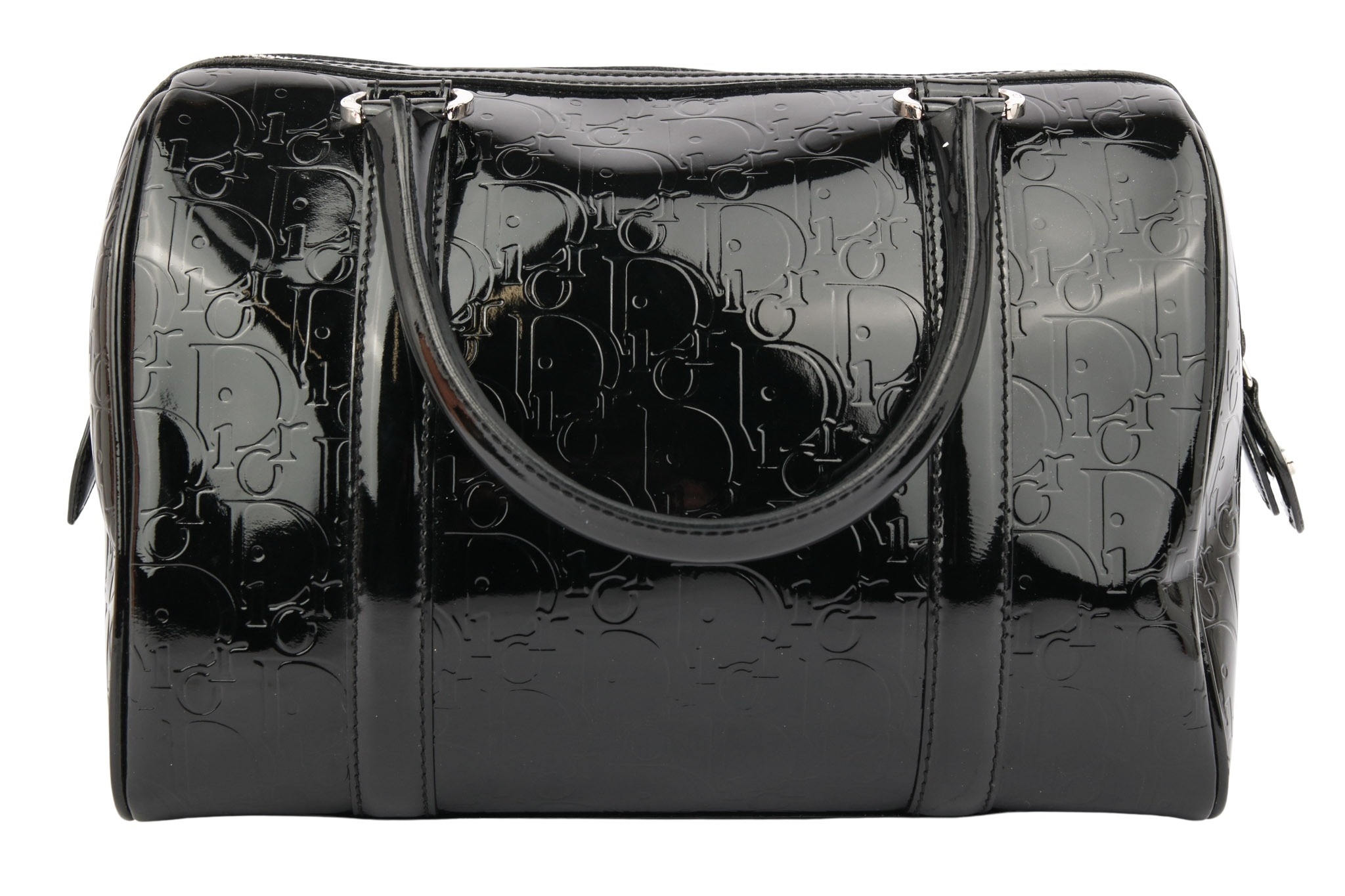 Dior Boston Bag Oblique Monogram Lackleder Schwarz