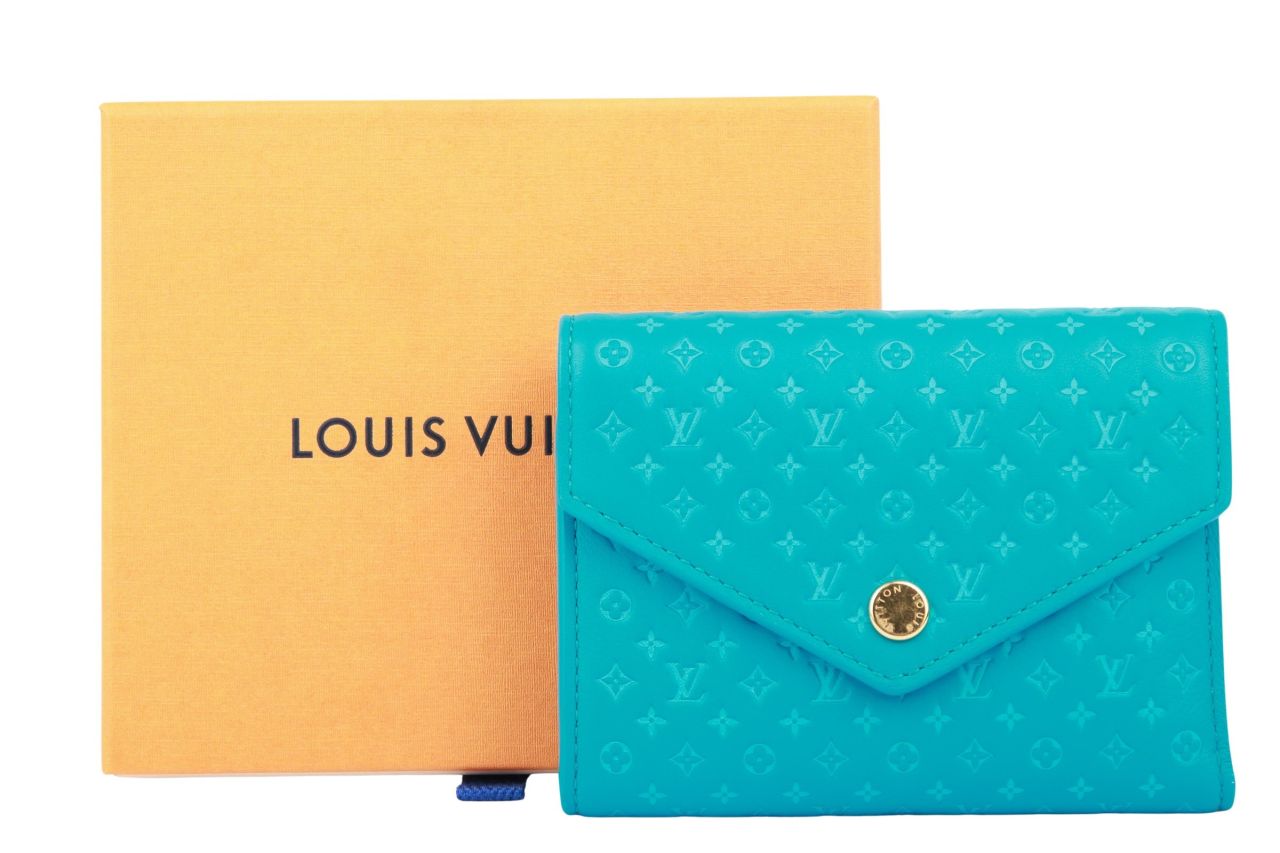 Louis Vuitton Victorine Nanogram Geldbörse Leder Türkisblau