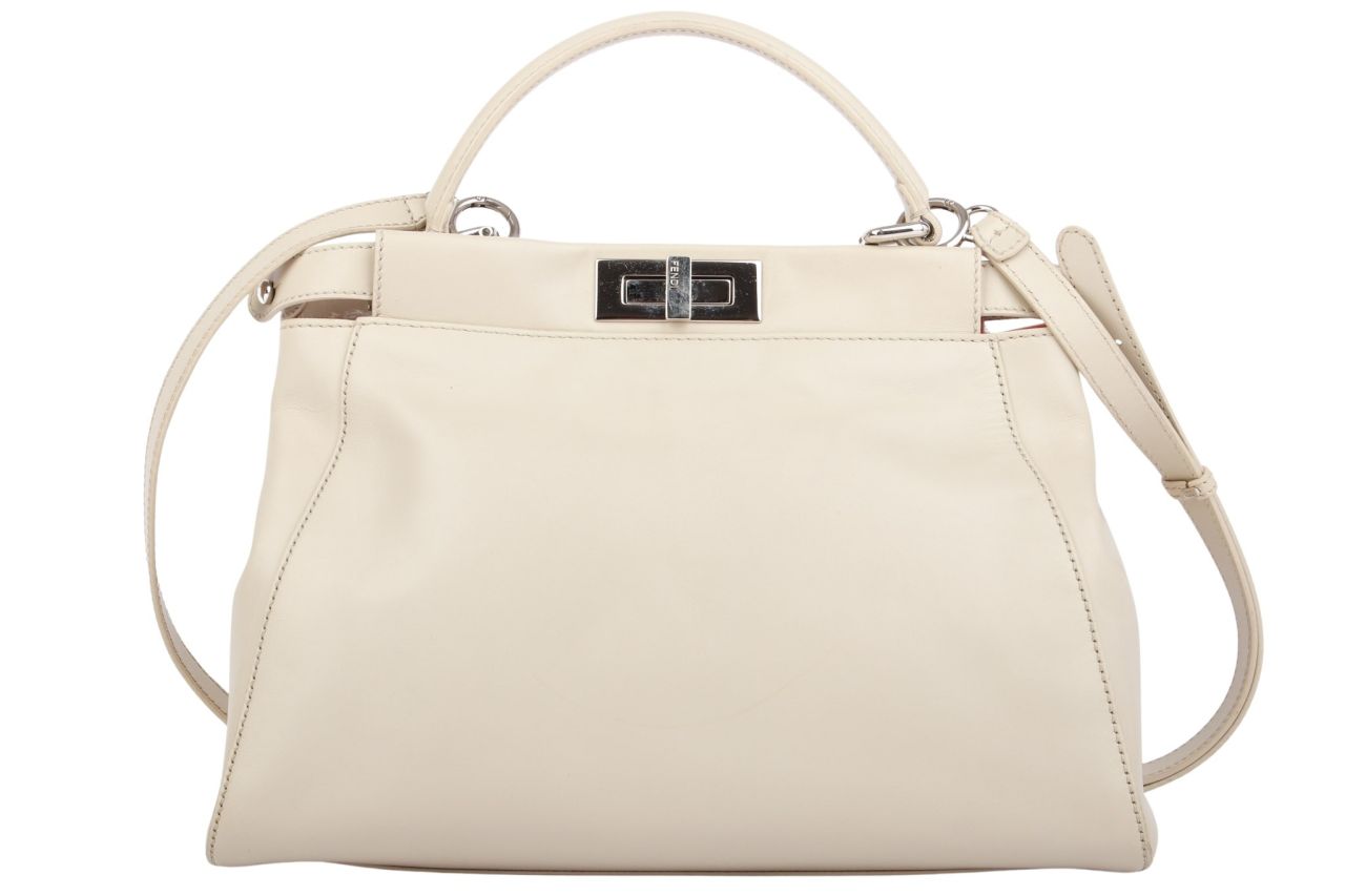 Fendi Peekaboo Medium Beige Leder