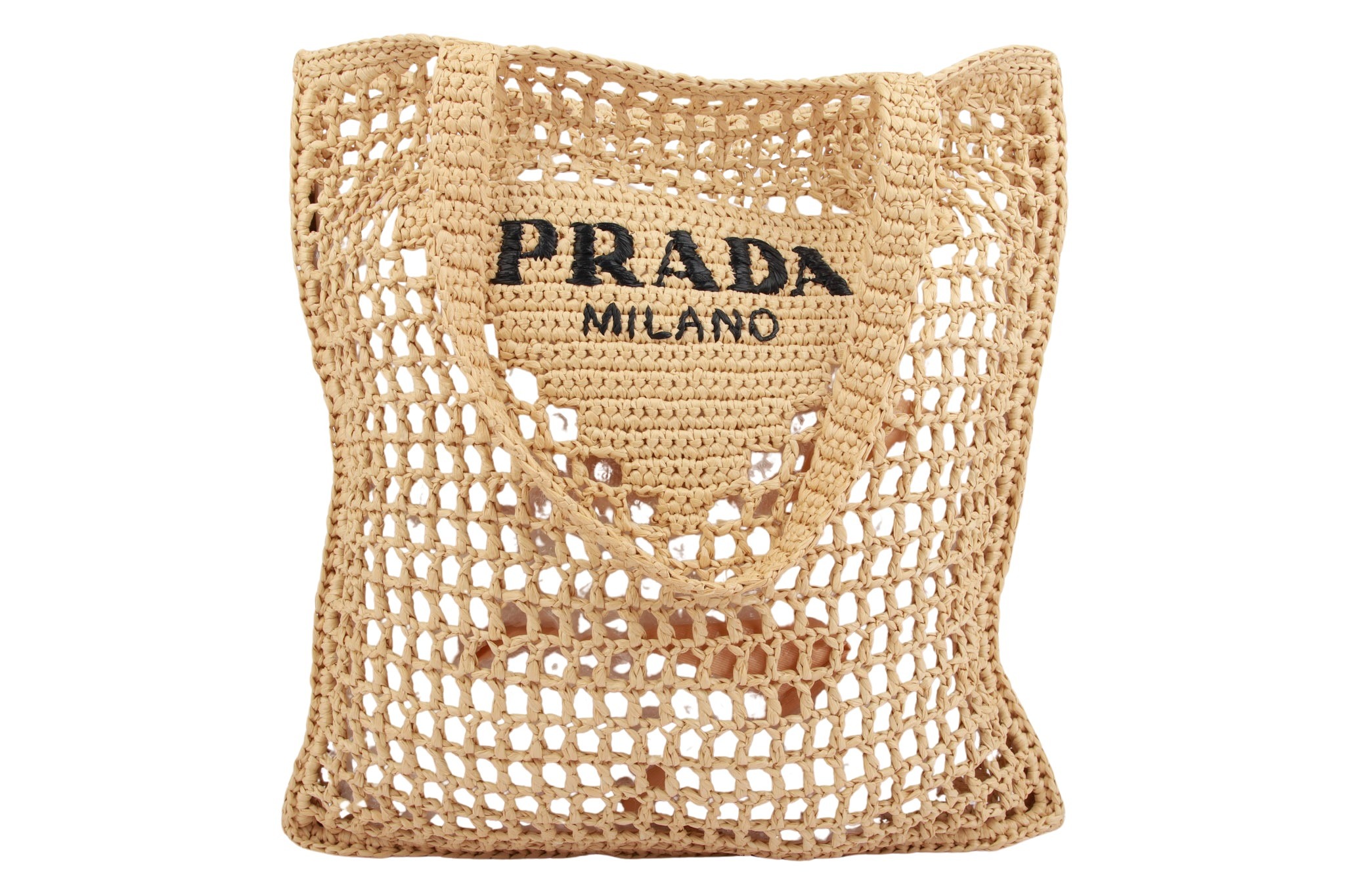 Prada Shopper Naturale Raffia Bast Beige