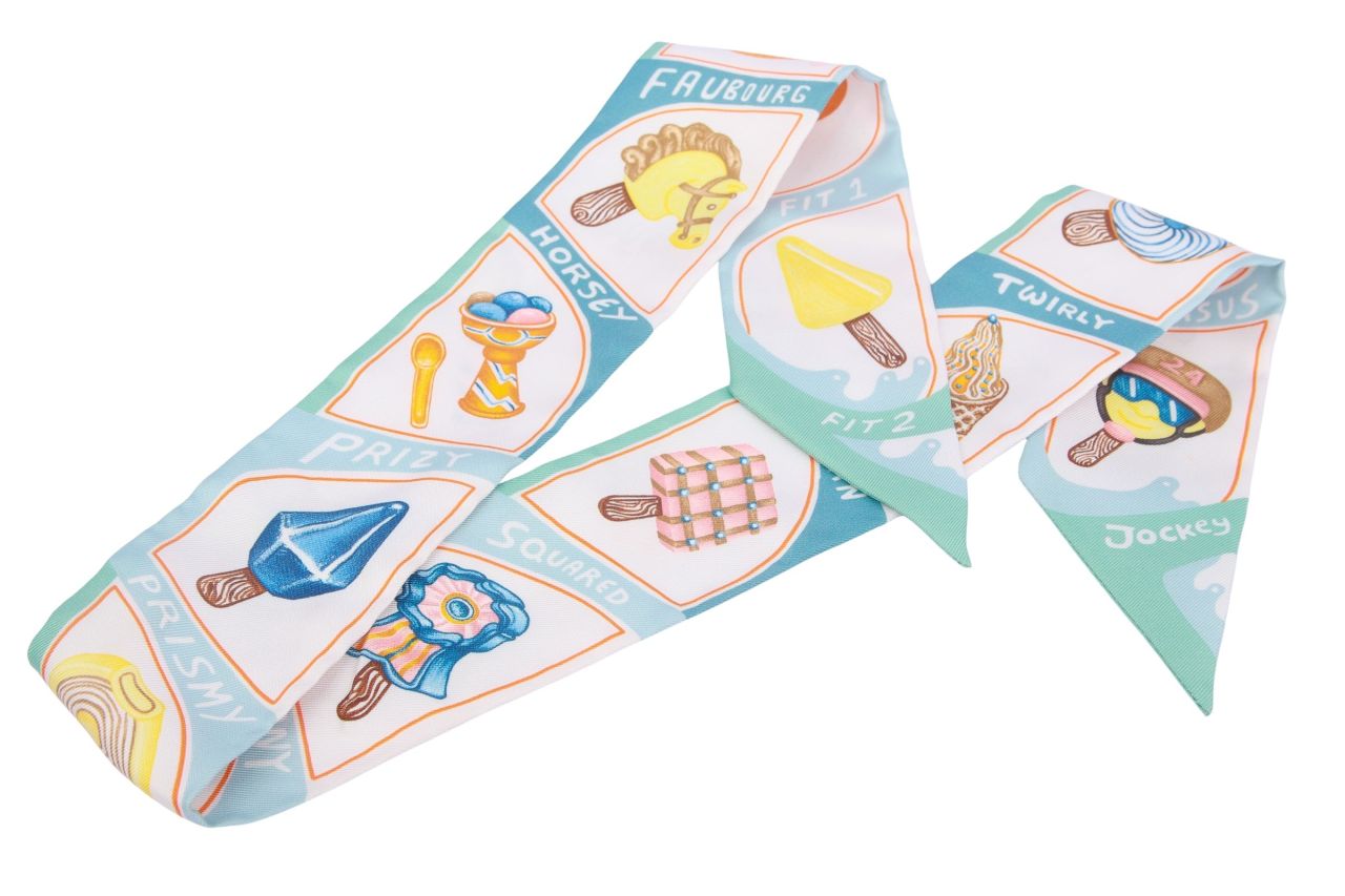 Hermes Twilly Tuch Seide Blau / Weiß