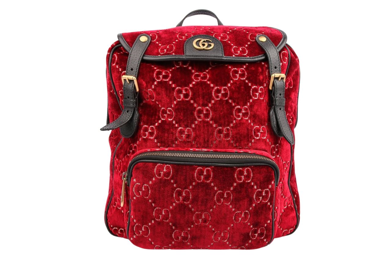 Gucci Velvet Backpack GG Rot