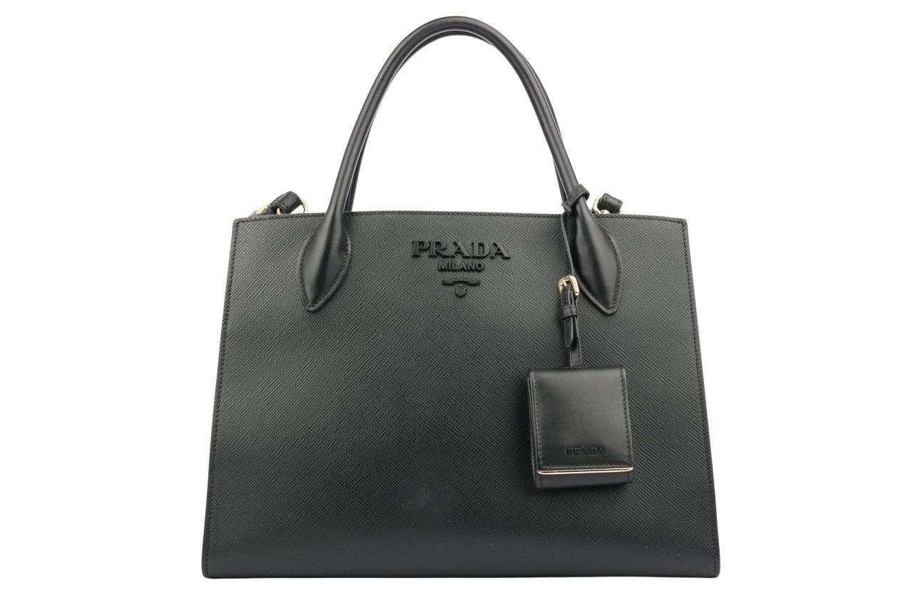 Prada Monochrome Handtasche Saffiano Schwarz