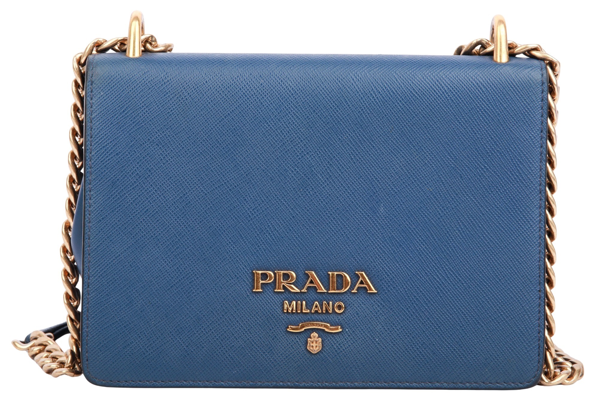 Prada Saffiano Mini Schultertasche Blau