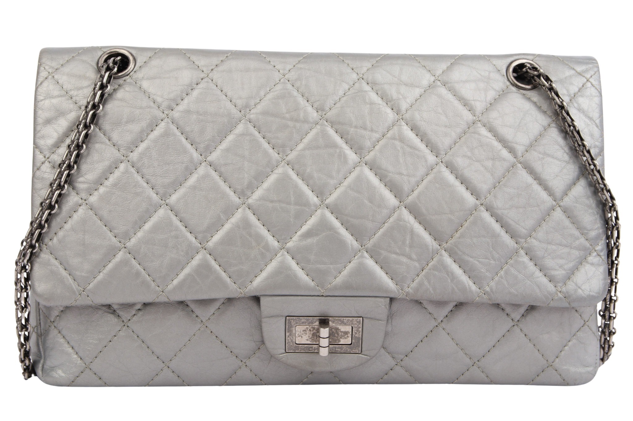 Chanel Reissue 2.55 Double Flap Bag Metallic Silber