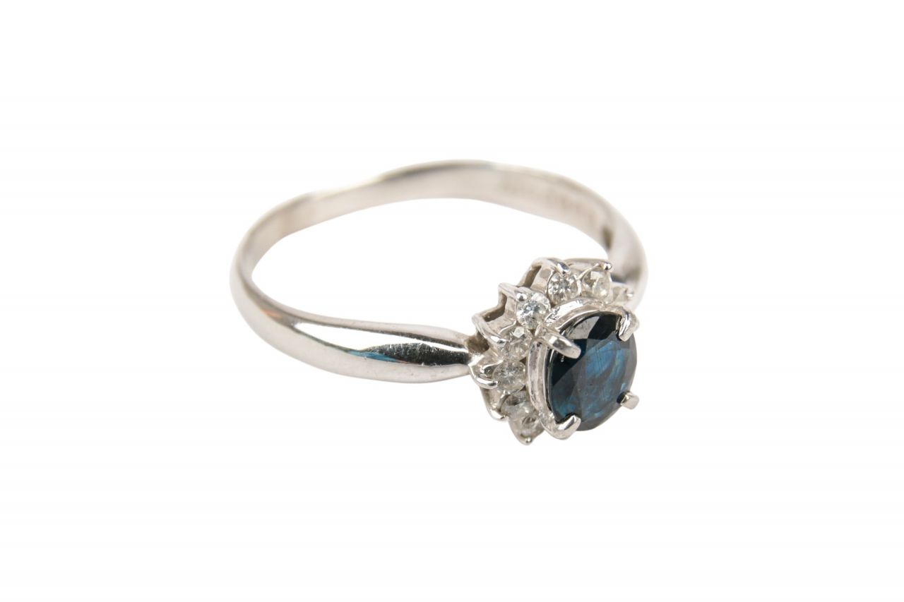 Vintage Ring mit Saphiren und Diamanten Gr. 56