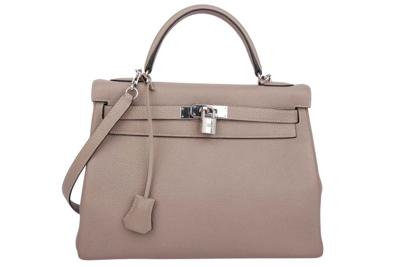 Hermès Kelly 32 Taurillon Clemence Gris Tourterelle