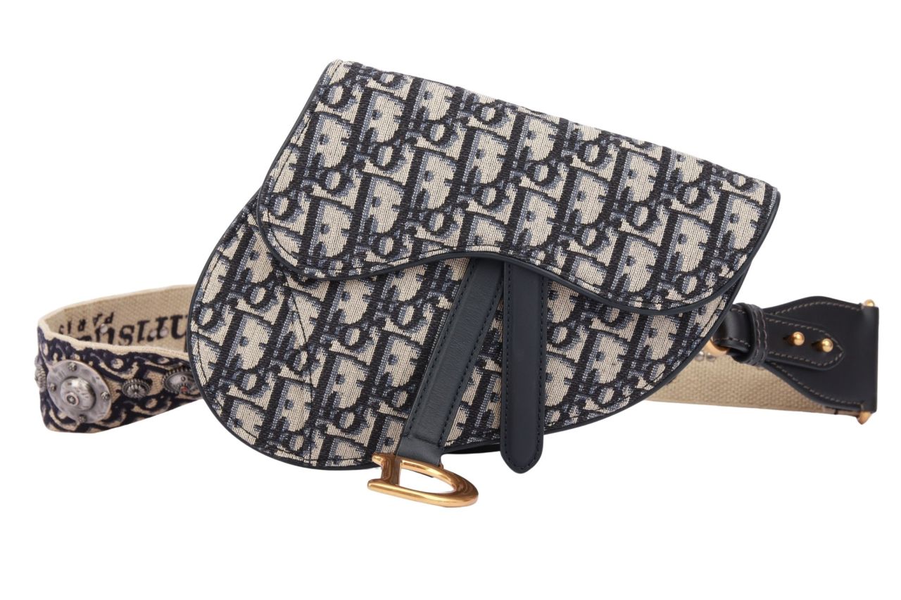 Dior Saddle Bag Jacquard Oblique Blau