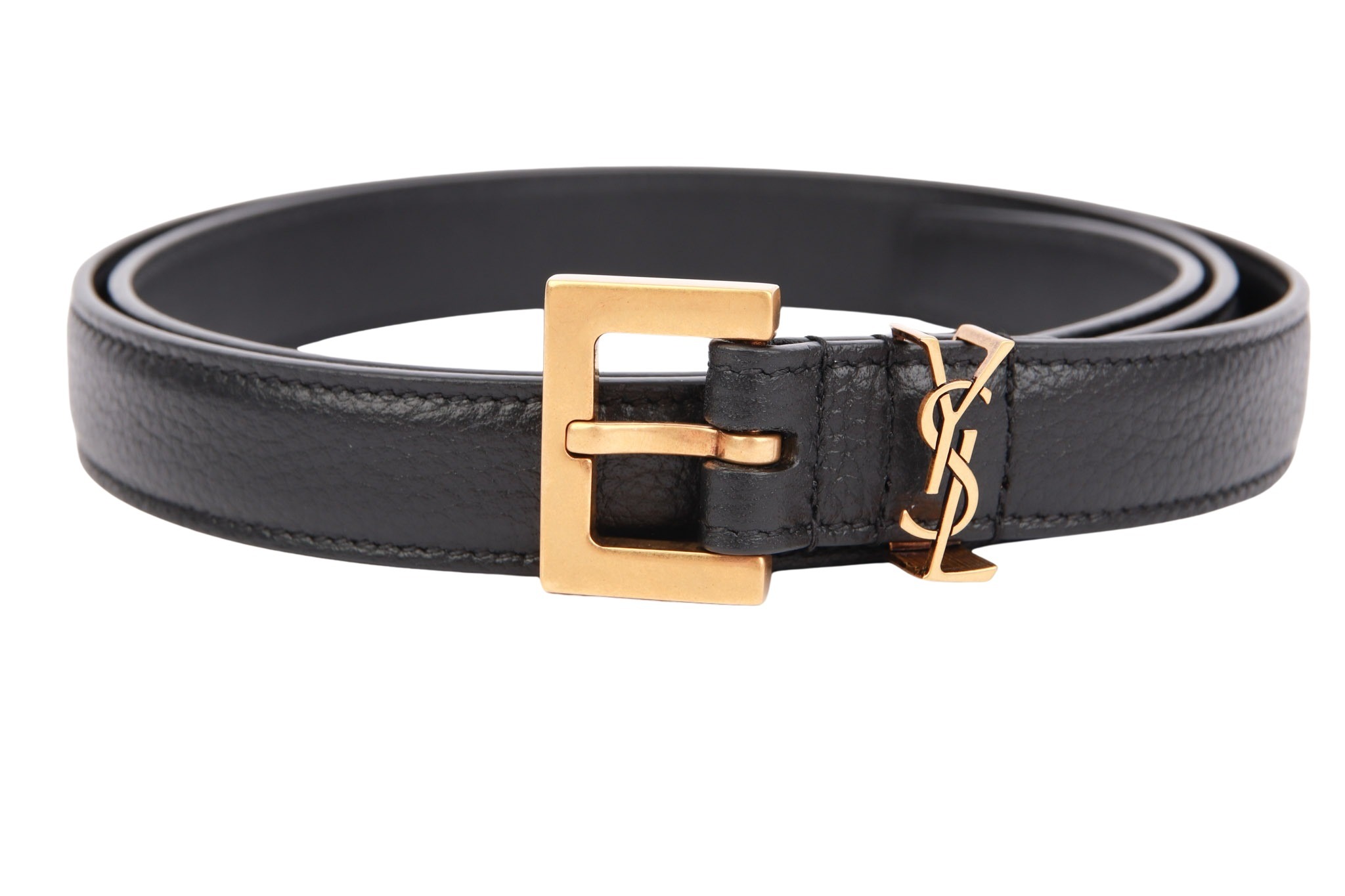 Saint Laurent Cassandre Gürtel Schwarz Leder Gr. 85