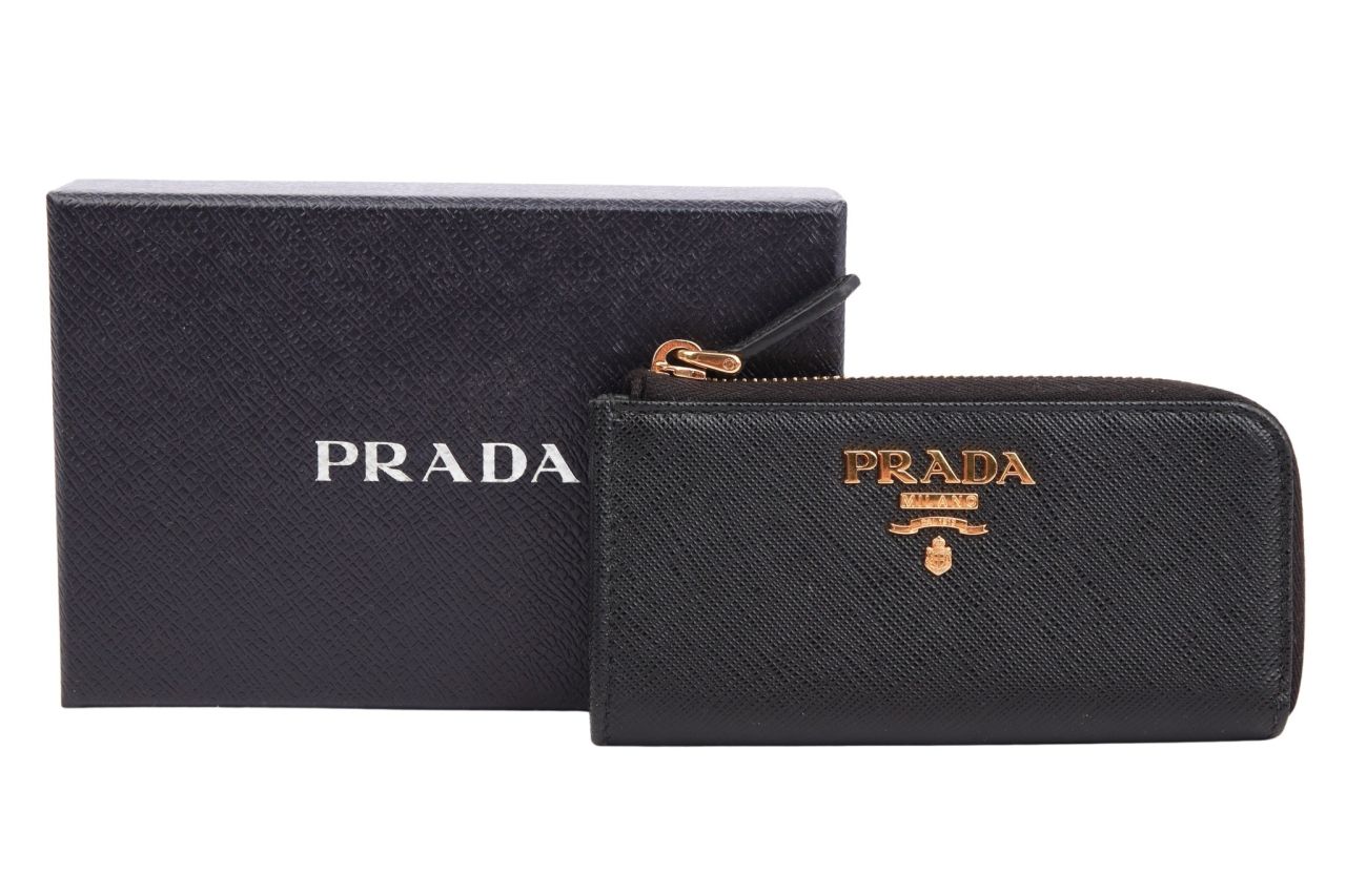 Prada Schlüssel Etui Saffiano Leder Schwarz