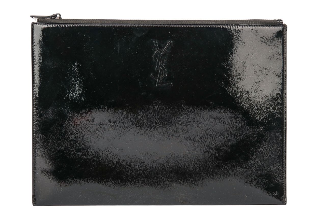 Saint Laurent New Jolie Lackleder Clutch Schwarz