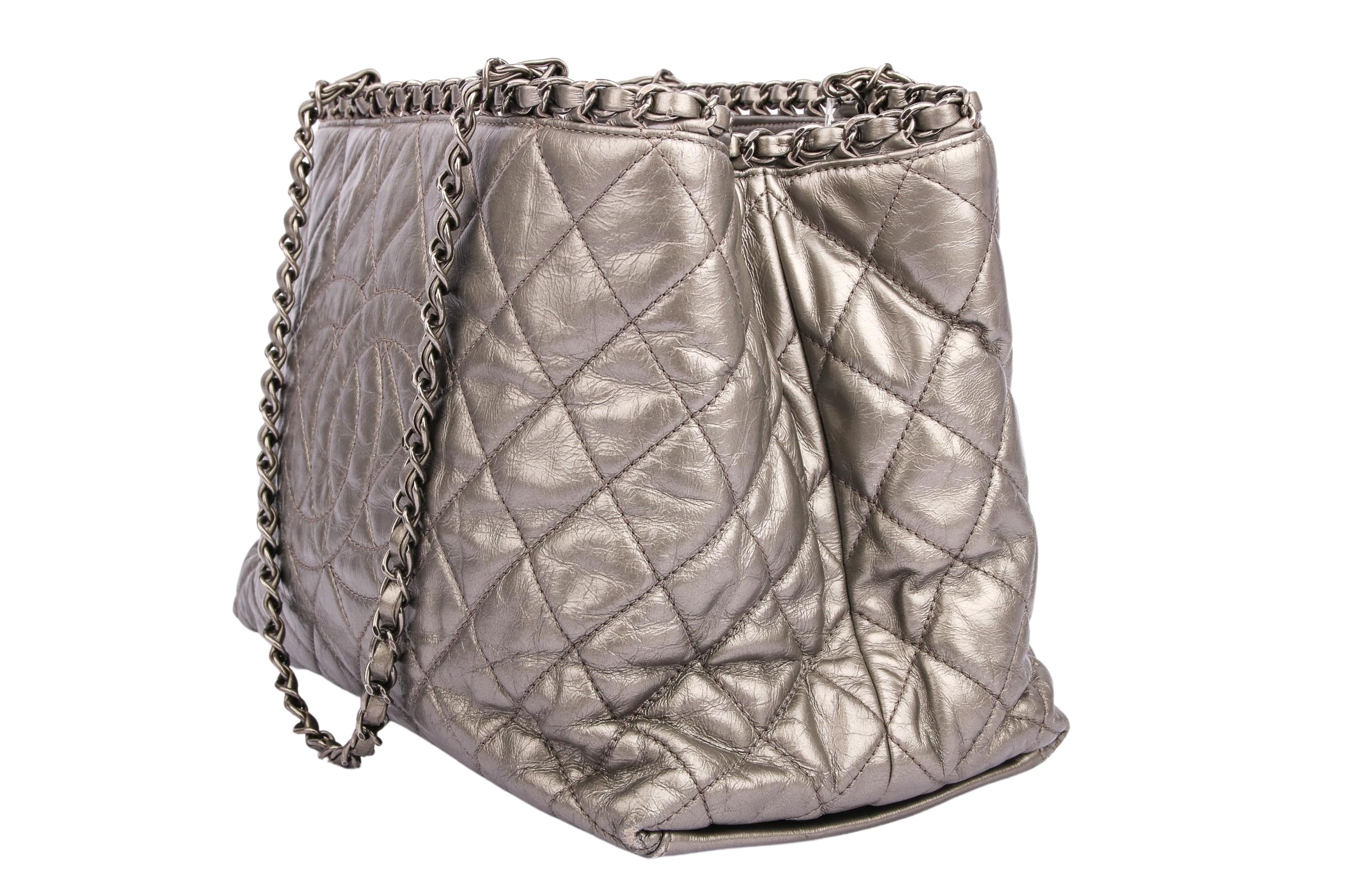 Chanel Dark Silver Chain Me Around 2.55 Medium Classic Flap Bag