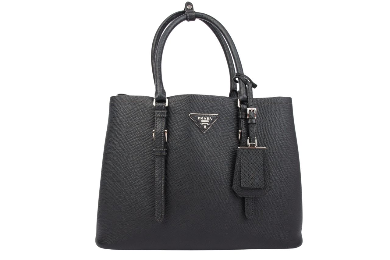 Prada Saffiano Cuir Double Bag Schwarz