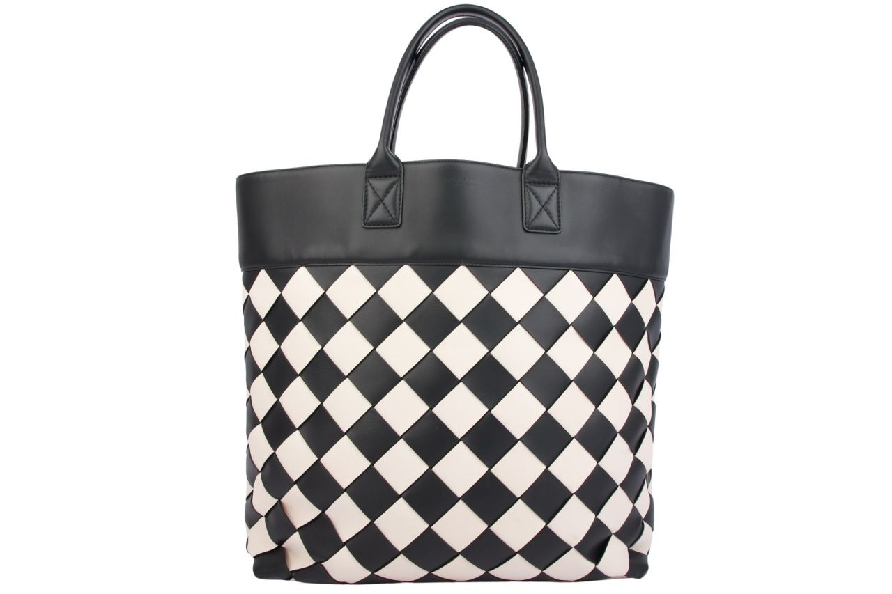 Bottega Veneta Maxi Tote Intrecciato Schwarz / Weiß