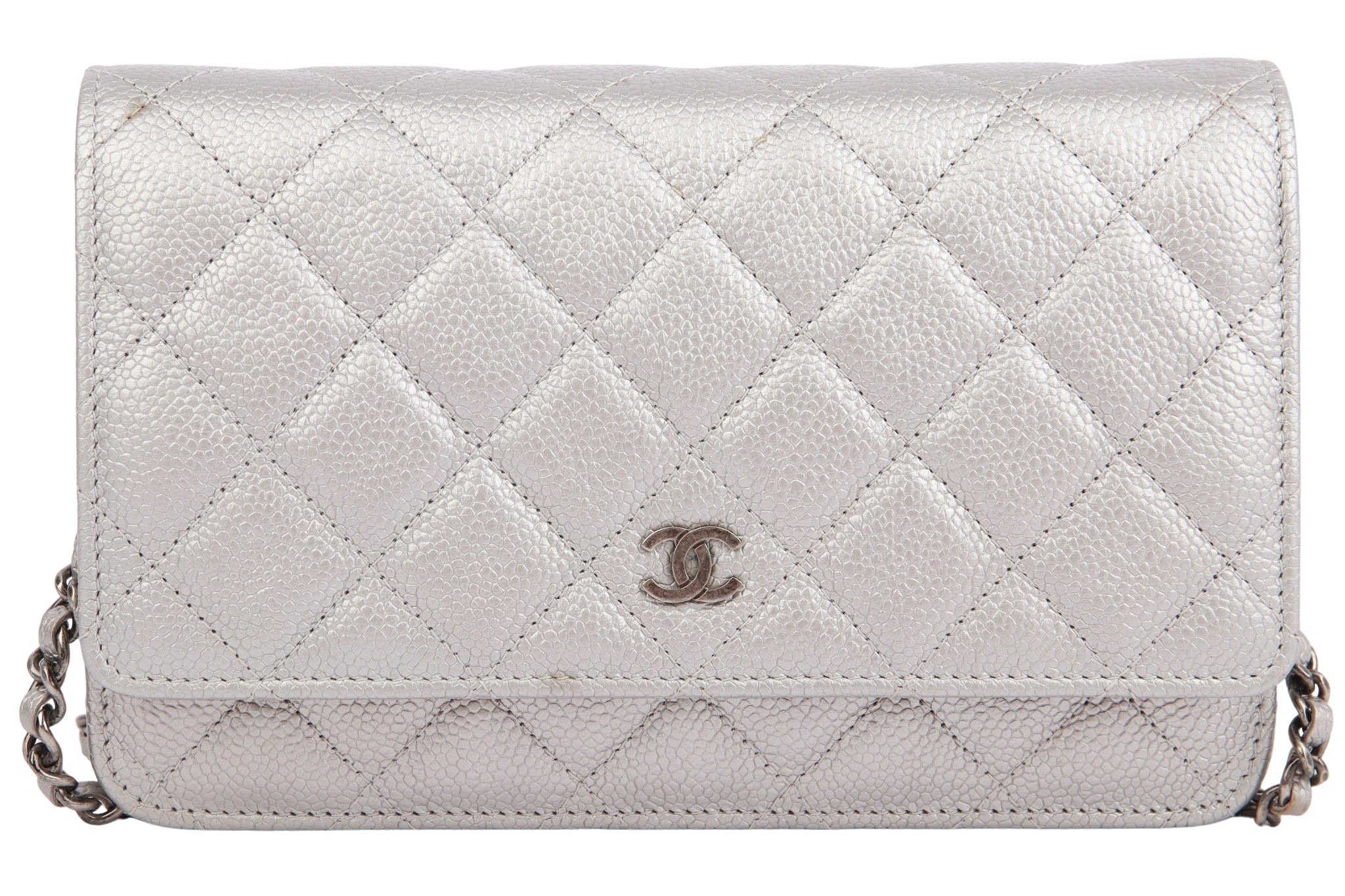 Chanel Wallet On Chain Kaviar Metallic Silber