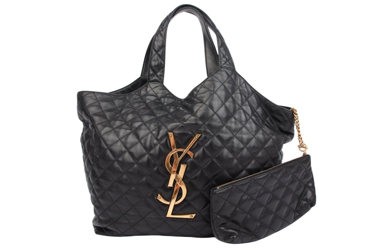 Saint Laurent Icare Maxi Shopper Schwarz Leder