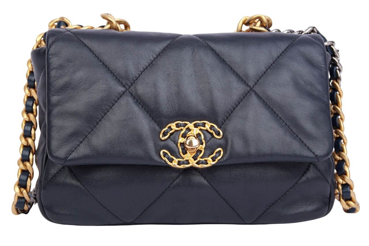 Chanel 19 Flap Bag Small Blau Leder