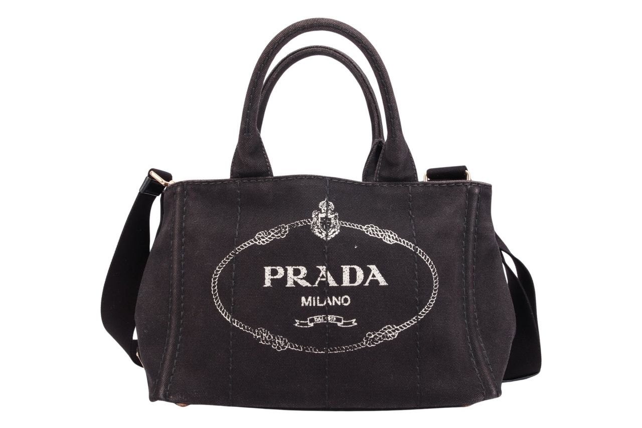 Prada Canapa Canvas Tote Bag Schwarz