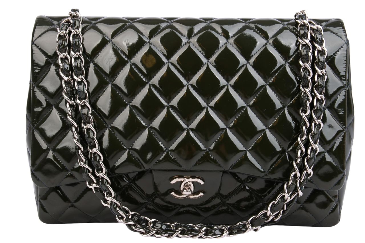 Chanel Jumbo Single Flap Bag Dunkelgrün