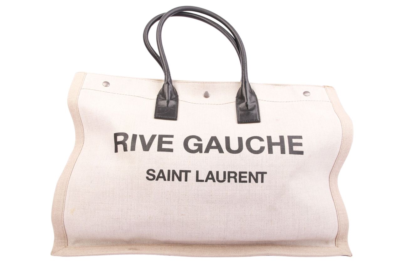 Saint Laurent Rive Gauche Shopper Leinen Creme