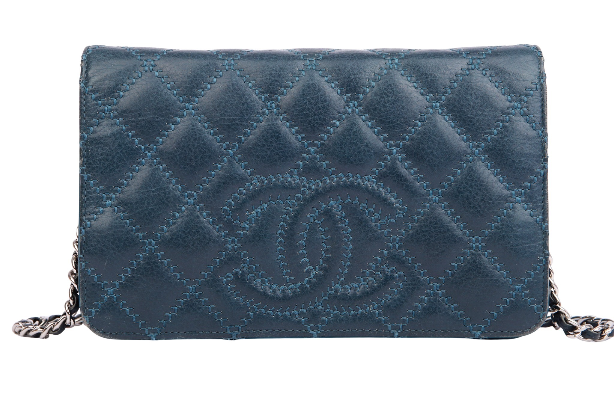 Chanel Matelasse Lambskin Wallet On Chain Blue