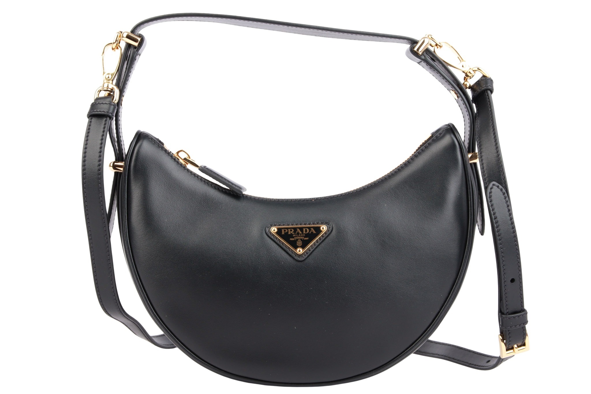 Prada Arqué Schultertasche Schwarz Leder
