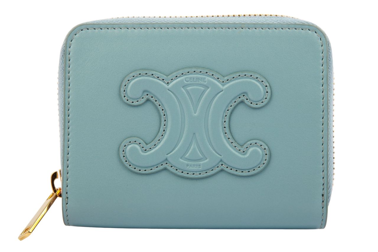 Céline Portemonnaie Hellblau Leder