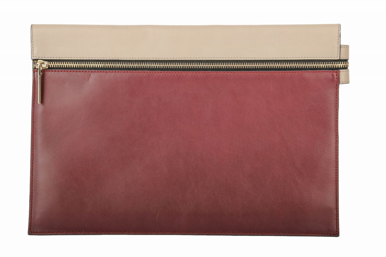 Victoria Beckham Clutch Taupe Bordeaux