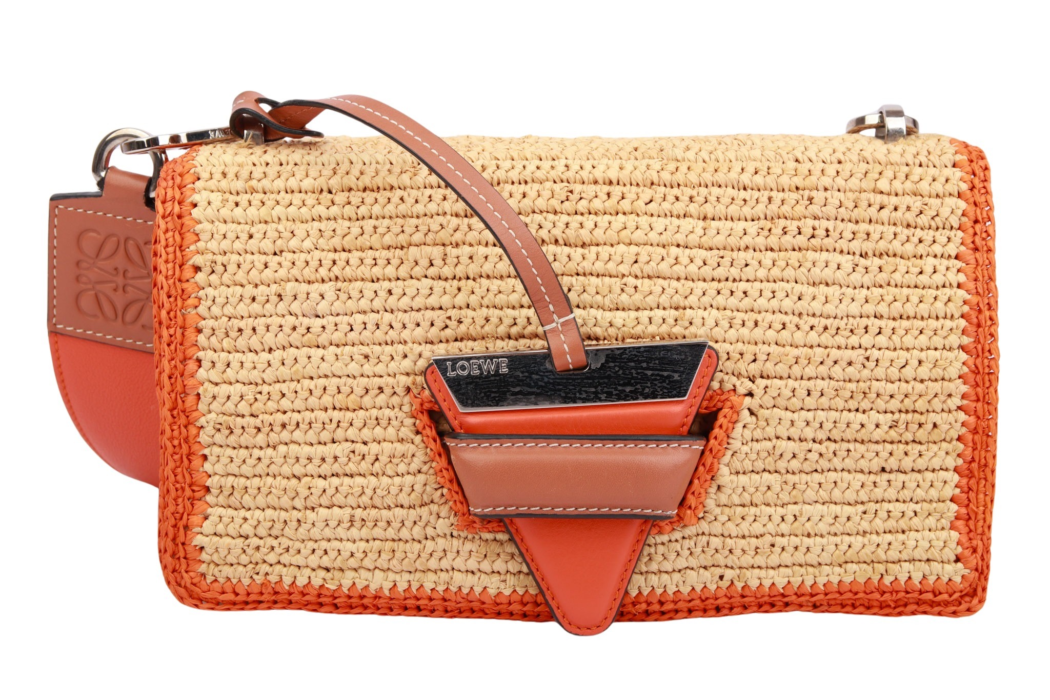 Loewe Barcelona Raffia Schultertasche Orange
